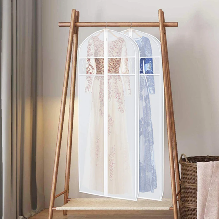Fashion Suit Garment Bag with Clear Window Vinyl Suit Cover Dust-proof PEVA Garment Bag