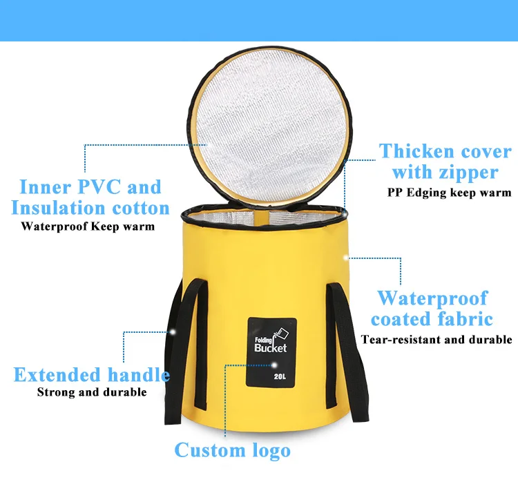 20L Portable Folding Water Container Outdoor Travelling Camping Hiking Fishing Gardening Fishing Luxury Round Ice Bucket