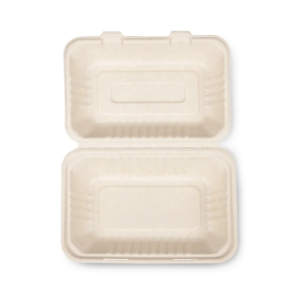 9 Inch Clamshell Box Biodegradable Bagasse Clamshell Salad Bento Box Compostable Clamshell Take Out Food Containers