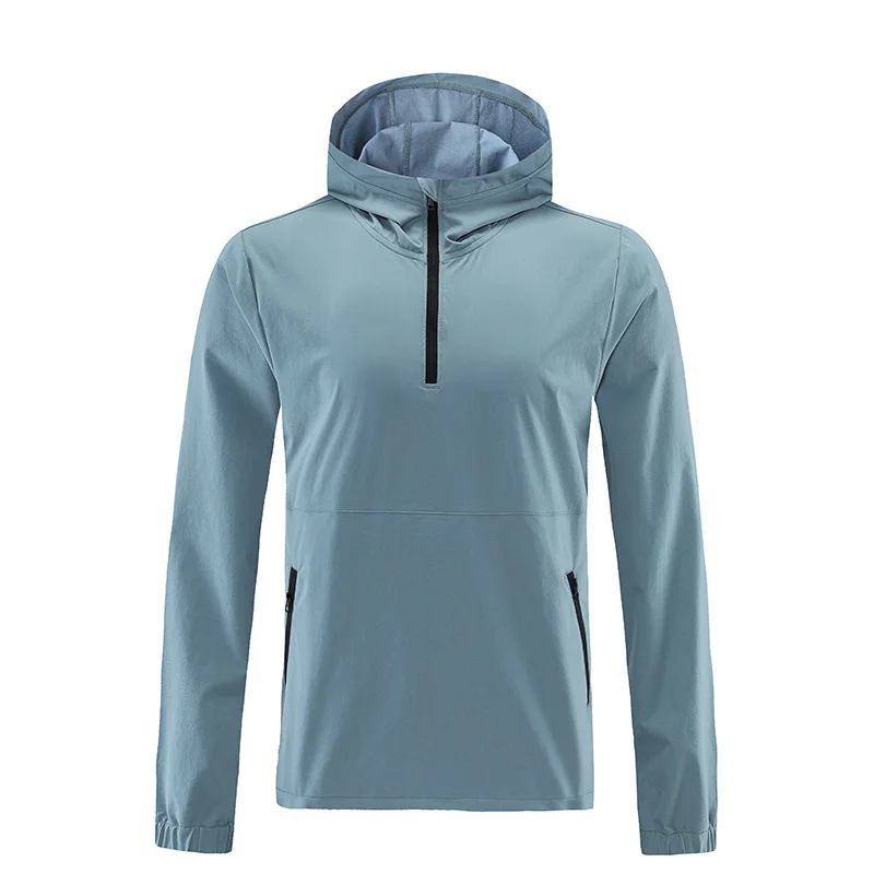 Оптовая продажа, Высококачественная Мужская водонепроницаемая толстовка на молнии, нейлоновая ветровка с капюшоном, куртка
