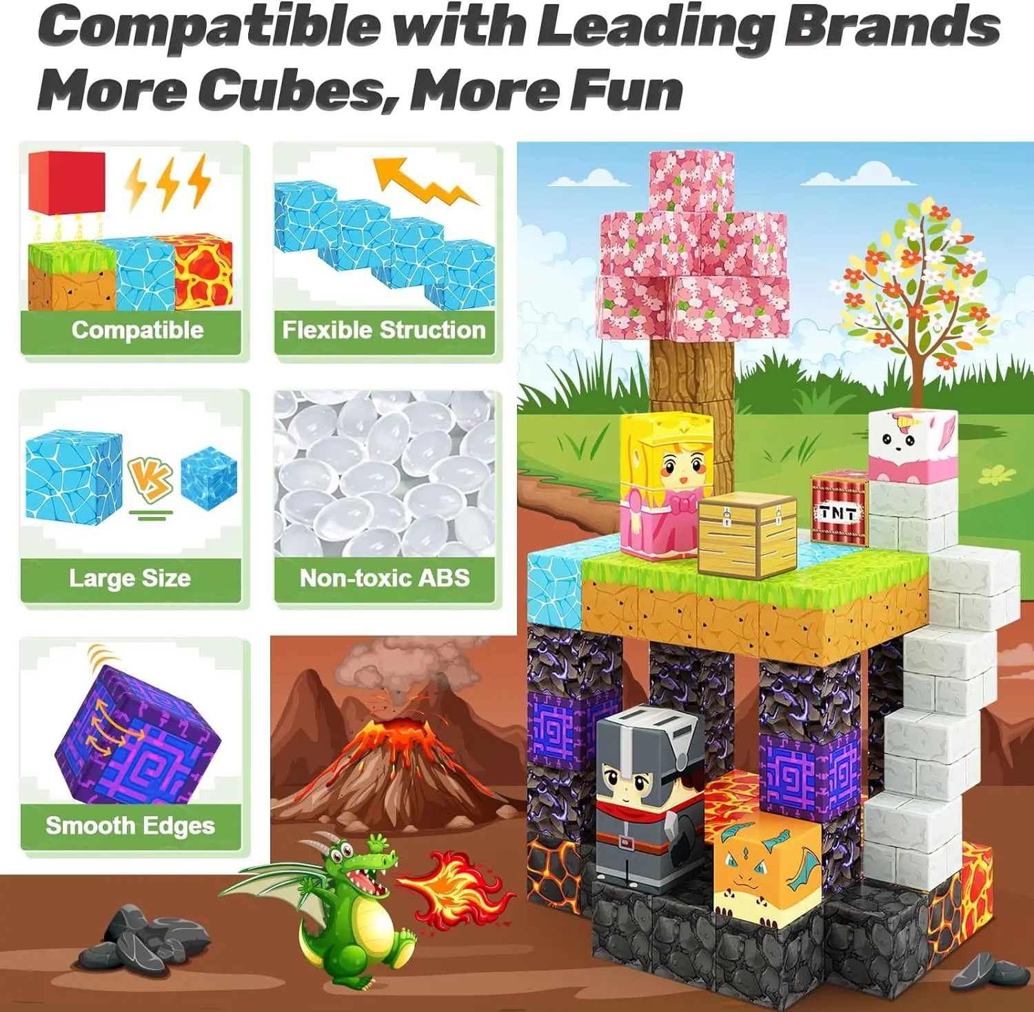 84 PCS Magnetic Blocks Build Mine World Magic Portal Set Magnetic Tiles Building Blocks Toddler Toys STEM Sensory Toys OEM