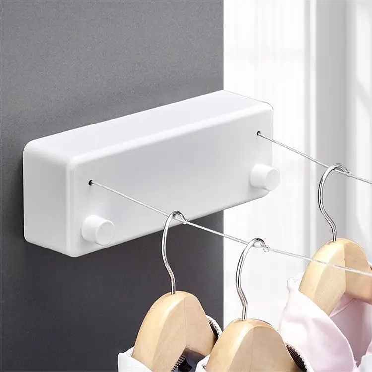 Double Hanging Cloth Line Retractable Clothes Drying Rack Stainless Steel Drying Laundry Line