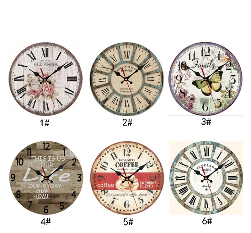 Custom Large Wooden Wall Clocks Vintage Quartz Clock Movement Clocks And Watches  Home Decor For Living Room