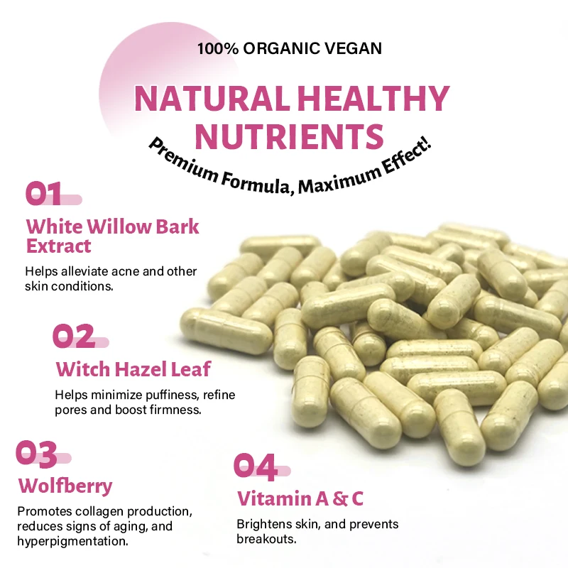 TEEN ACNE Vitamin Supplement Natural Immune Antioxidant Anti-aging Pigmentation Skin Whitening Capsules