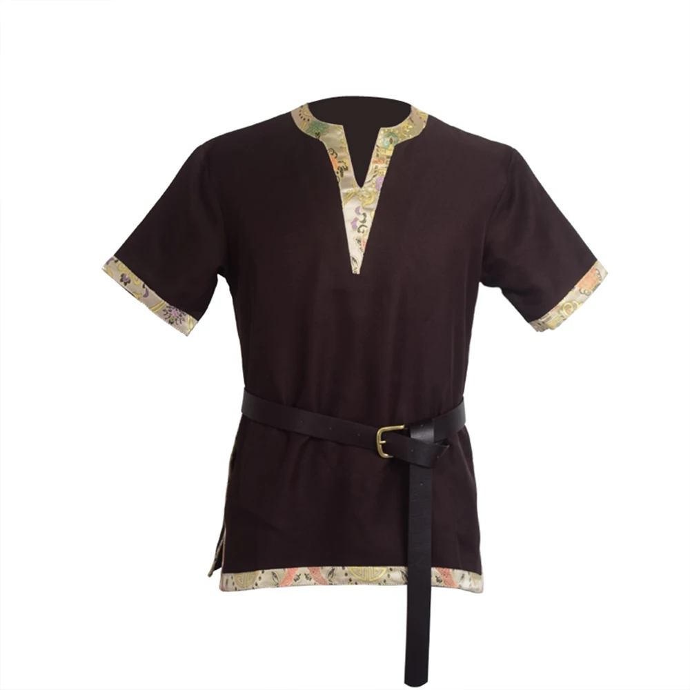 
Medieval Shirt Tunic Braided Norseman Saxon LARP Cosplay Renaissance Viking Halloween Costumes for Men 