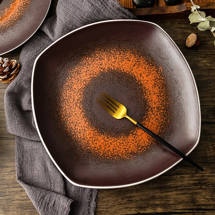 rust stoneware hotel dinnerware steinzeug teller banquet platter dinner dishes serving catering ceramic porcelain charge plates