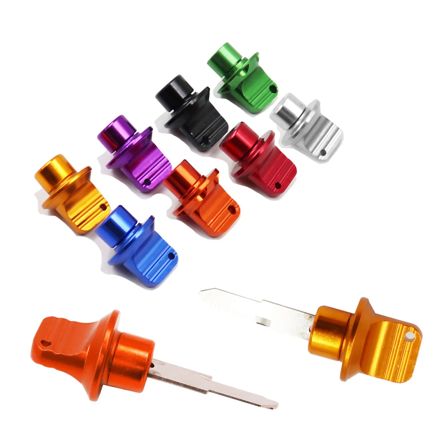 Motorcycle electric car modification accessories color titanium key head key decoration accessories aluminum alloy material