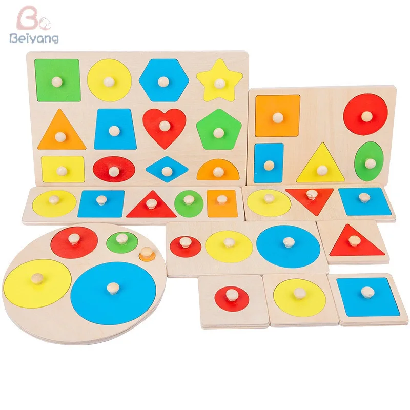 Kids Montessori Toy Shape Peg Puzzles Color Matching Sorting Geometry Graphics Preschool Learning Toys