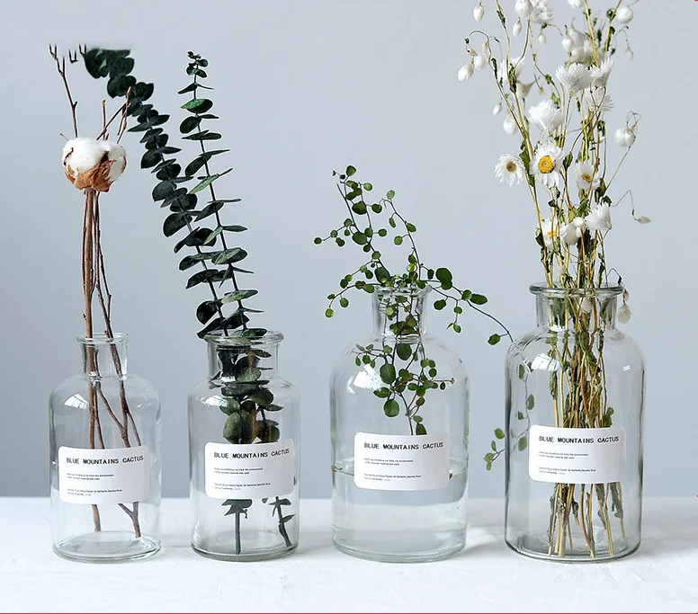 Modern Glass Tube Vase Tube For Flower With Metal Shelf For Home Party Decoration
