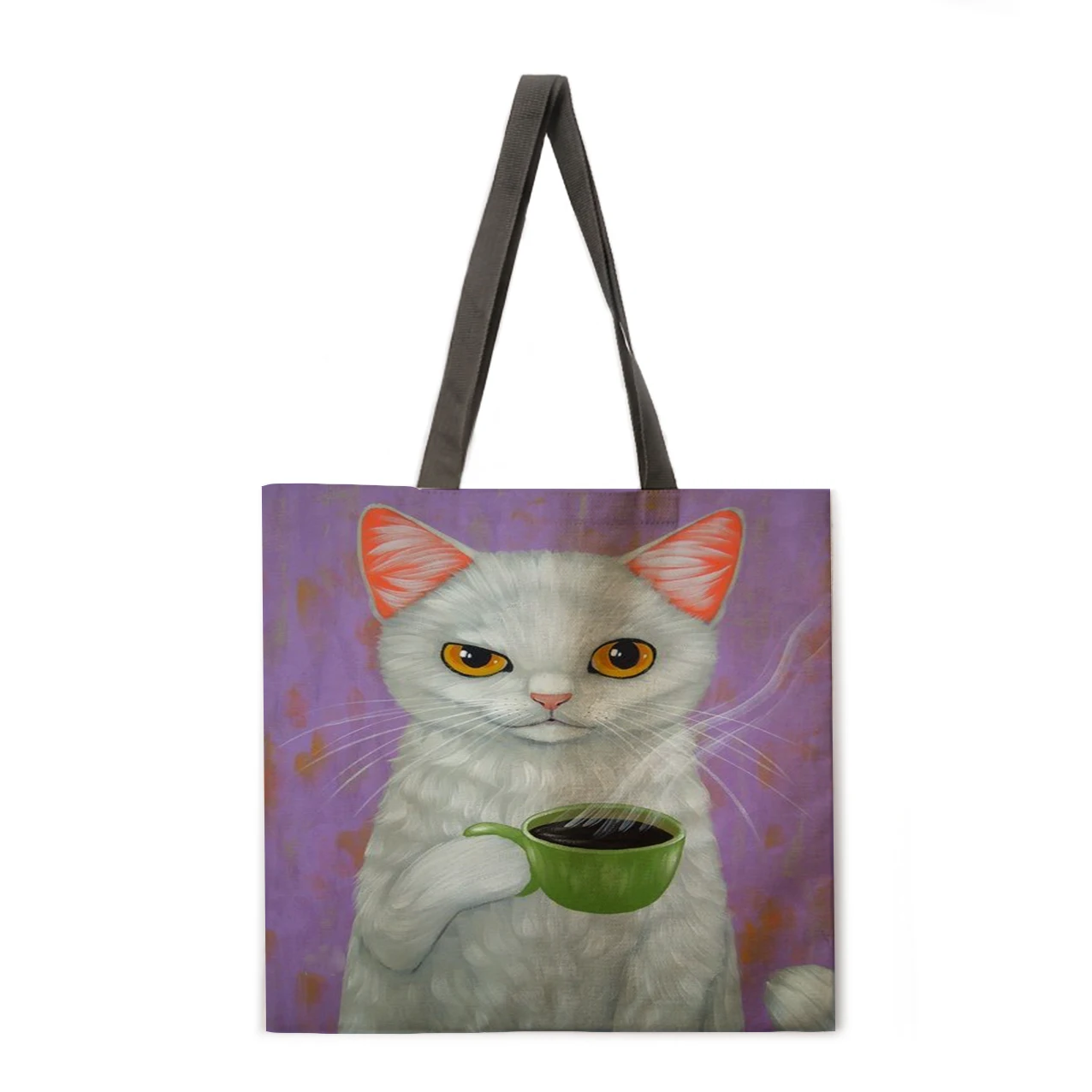 Wholesale Lady Hand Reusable Shopping Bag Greedy Cat Series Printed Casual Travel Bag