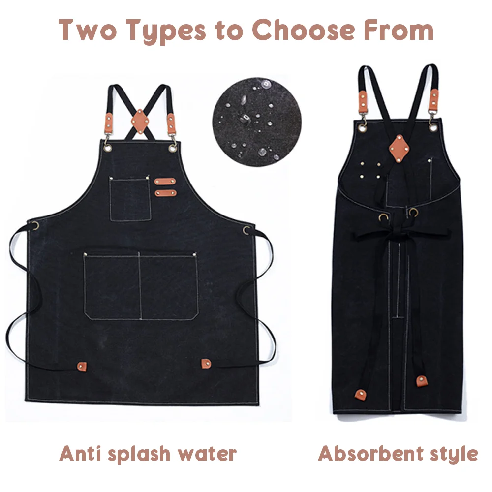 Factory Custom Adult Chef Apron 100% Cotton Canvas Waterproof Custom Logo Kitchen Aprons Tool Work Florist Garden Stylish Apron
