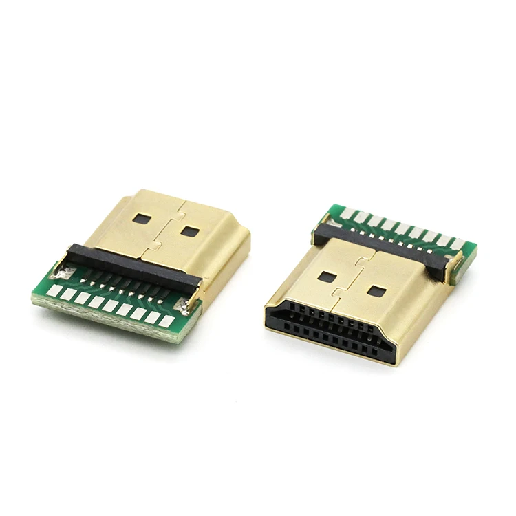 Gold Flash 19P High Definition Multimedia Interface A Male Plug Connector