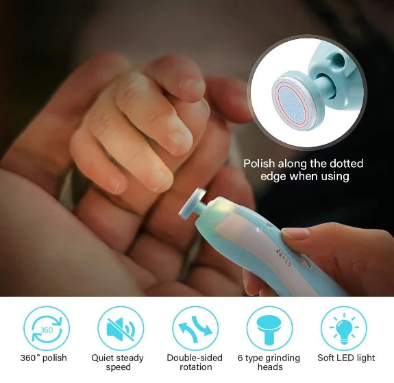 Wholesale baby electric nail trimmer nail clippers with LED light for newborn