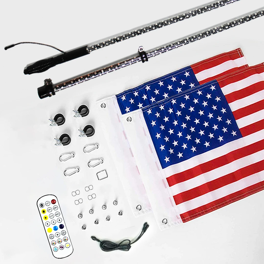 Led Whip RGB Chasing Color Light APP Bluetooth Remote Control Flag Light For Atv Utv Rzr Truck