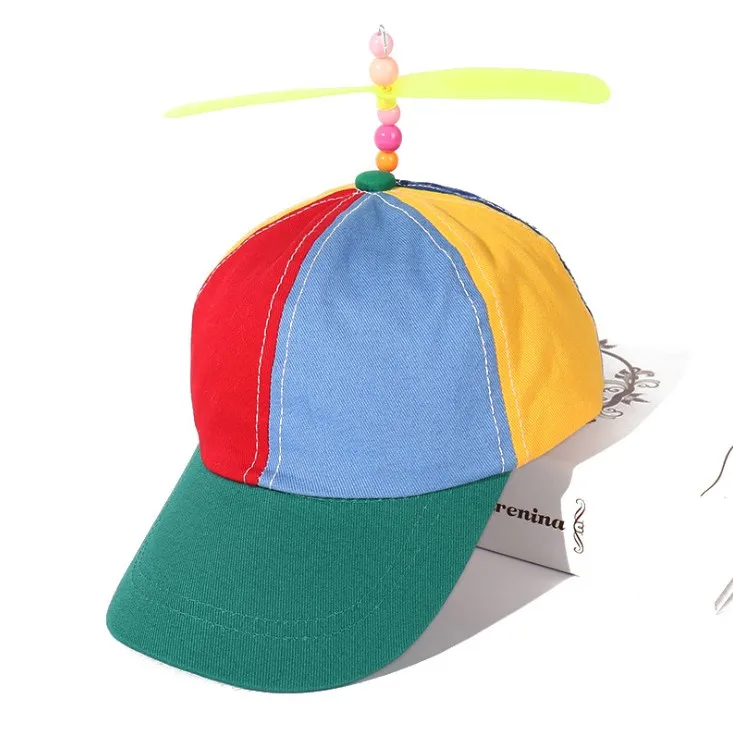 Hot Kids and Adult Helicopter Propeller Baseball Caps Colorful Patchwork Cap Hat Bamboo Dragonfly Parent-child Snapback Caps