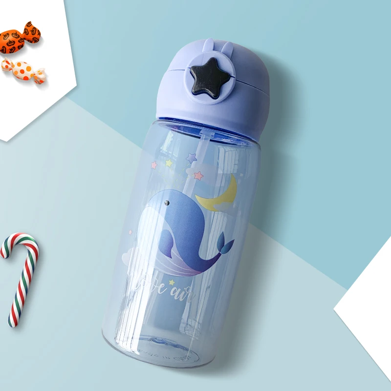 children school bpa free kids drink school Plastic Water Bottle cheap Children plastic water bottle with Inside Straw