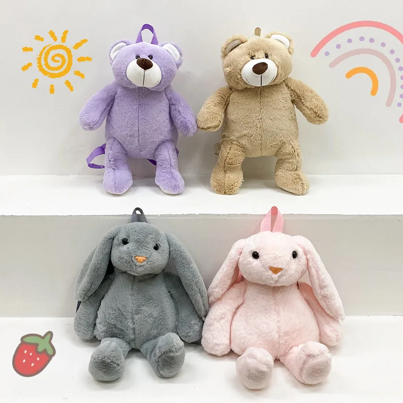 New Arrivals Little Bear Soft Plush Toy Backpack Bear Cartoon Doll Rabbit Fashion Casual Backpack School Bags Girls