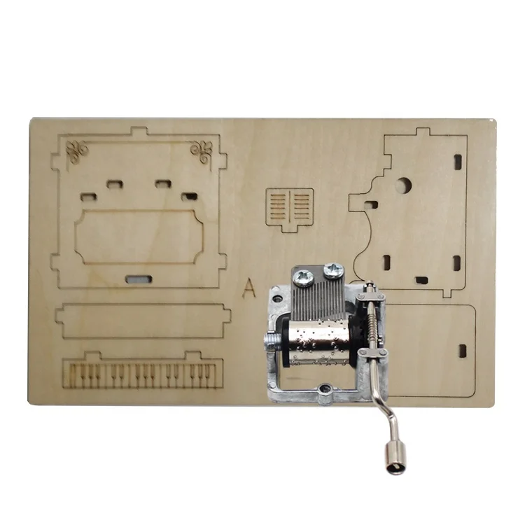 
DIY Piano Shaped Custom Music 3D Wooden Crank Music Box 