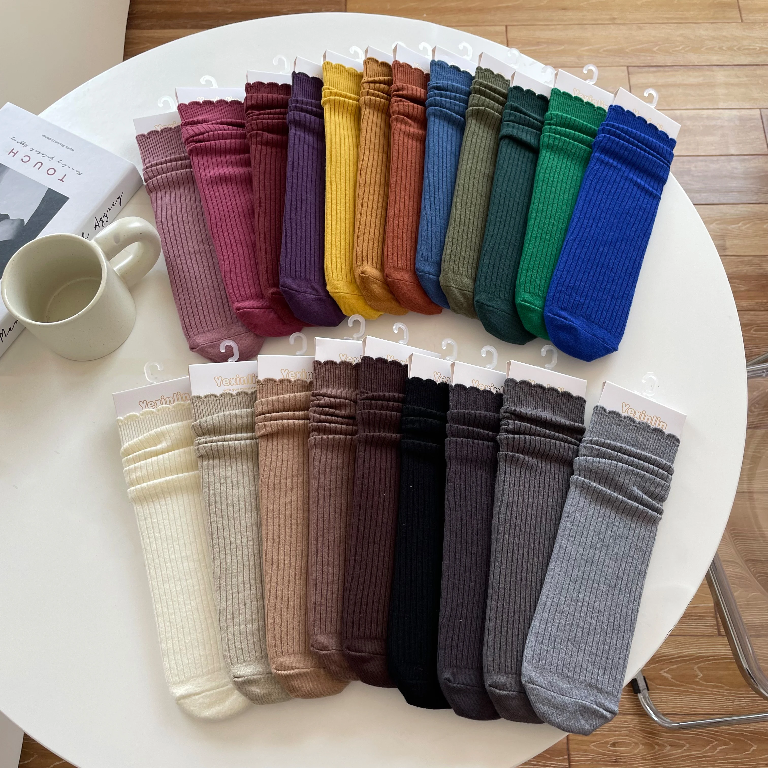 Custom Fashion multicolor wool socks wholesale unisex mid-length socks warm autumn and winter no minimum quantity