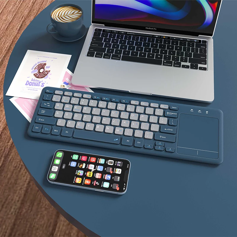 Popular Newest Office Keyboard With Touch Pad, Multi-color And Multi-language Chocolate Bluetooth Keyboard