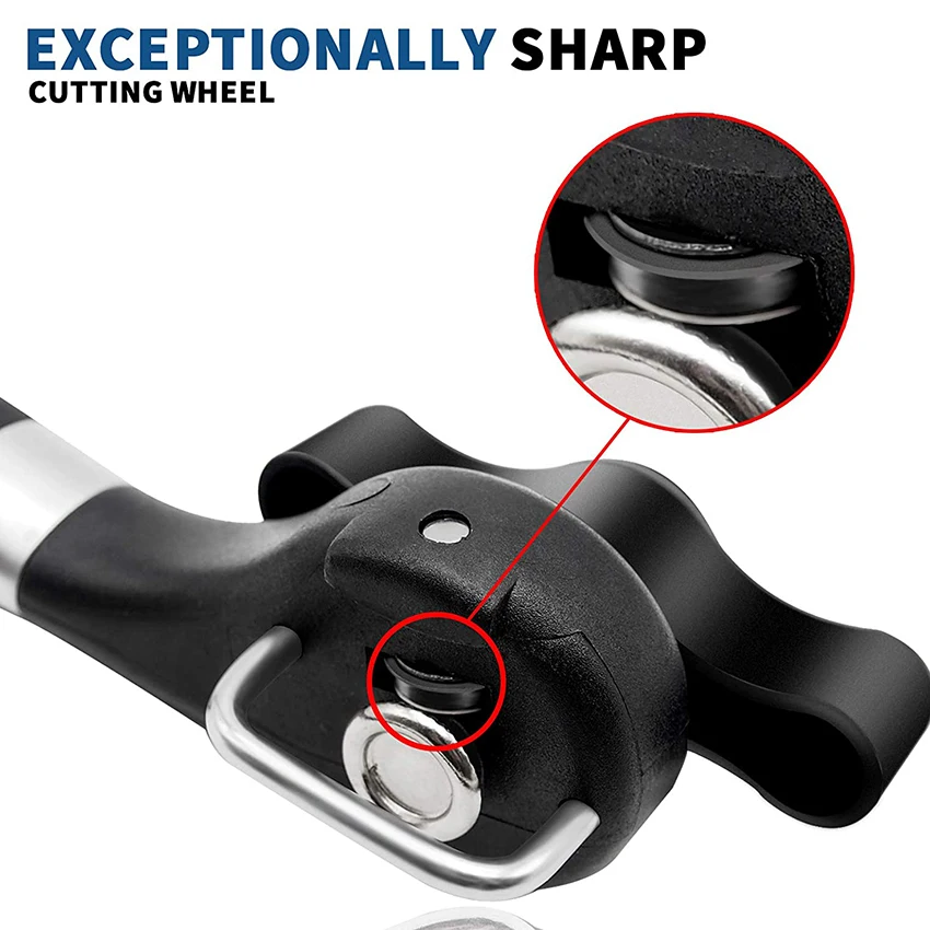 Smooth Touch Stainless Steel Black Manual Jar Can Tin Opener