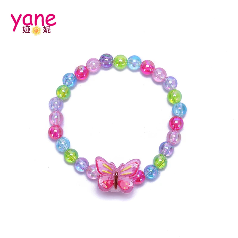 Baby girls plastic beaded bracelets multi charms candy unicorn kids plastic jewelry custom kids jewelry