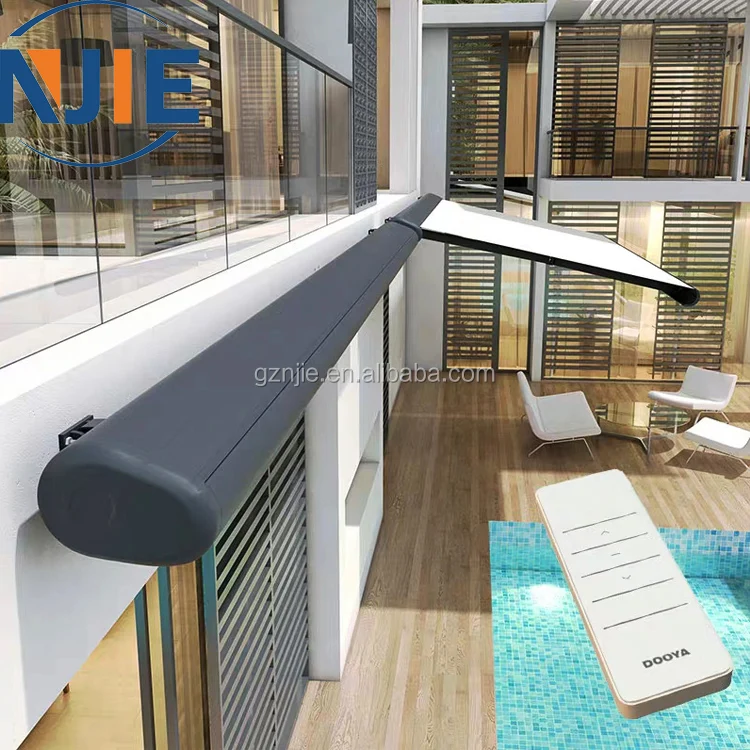 Electric aluminum retractable pergola roof awning with retractable awning arms