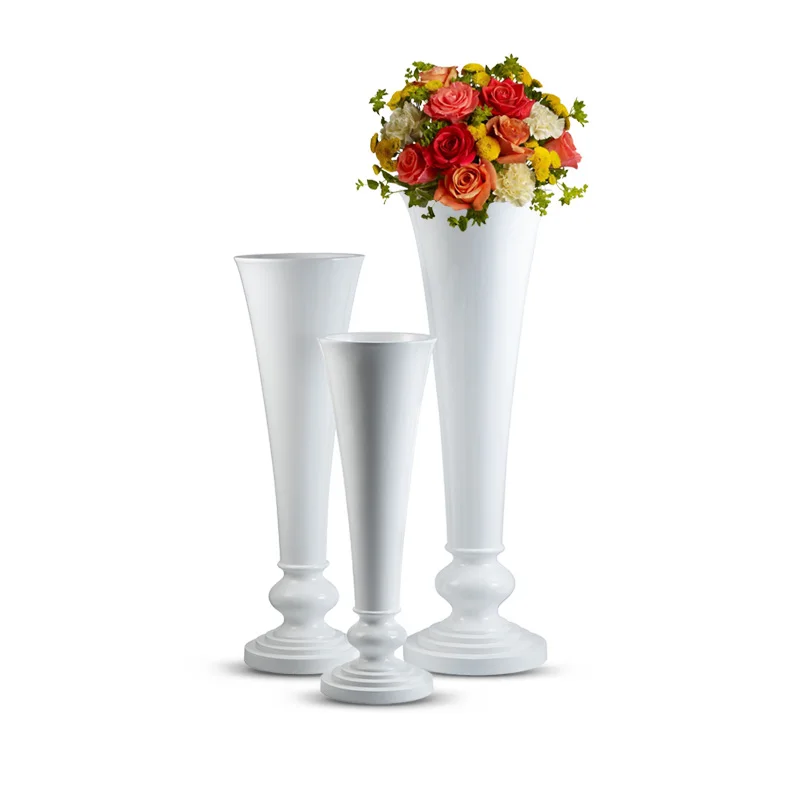 100/120/140cm Tall Vases for Wedding Center Piece Factory Supply Trumpet Vase Large White Hurricane Vases for Weddings
