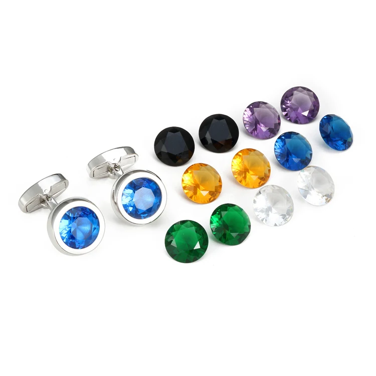 Китай OB мужские ювелирные изделия Заводская поставка роскошные круглые стеклянные запонки для мужчин деловых рубашек