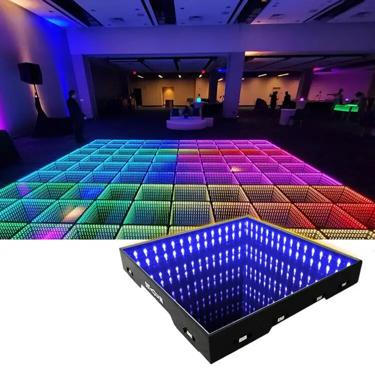 magic cube club waterproof wedding glass liquid mirror tile infinity circular led 3d dancefloor
