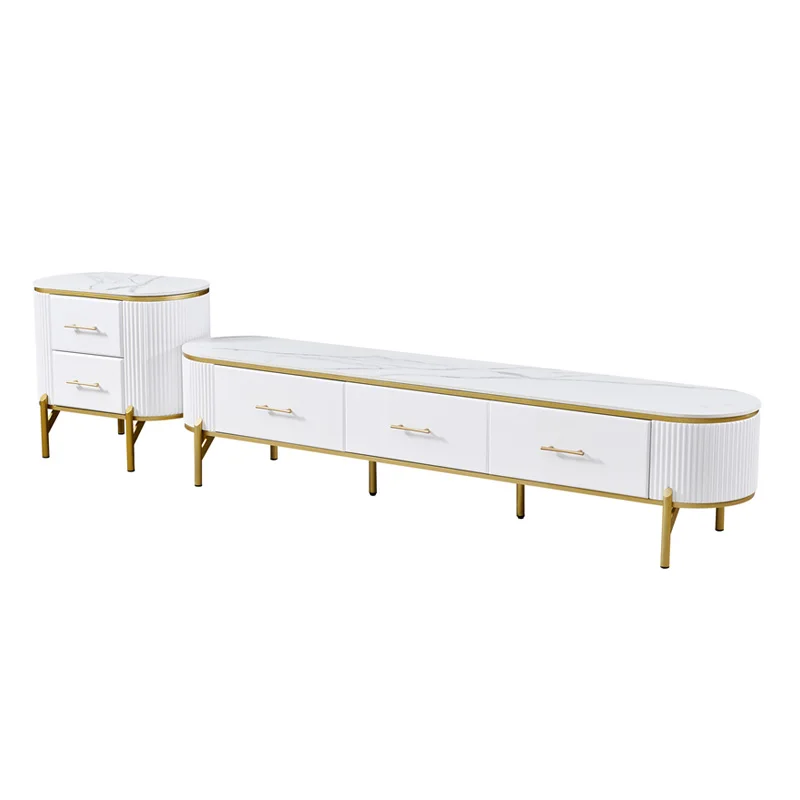 Top Quality New Living Room Modern Style Elegant Light Luxury Marble Top TV Stands