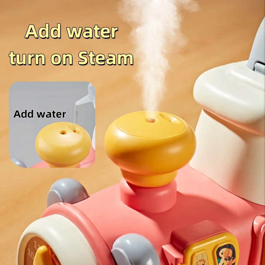 Baby steam function train multi-function Walker with music light early education activity train toy for baby to learn to walk