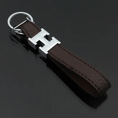 Luxury Presbyopic Leather KeychainHorseshoe Buckle Car Keychain High-end Male And Female Key Chain