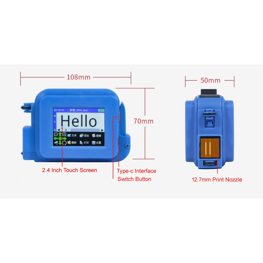 Mini Handheld Thermal Mini Inkjet Printer Barcode QR Batch Number Mark Validity Label Portable Encoder