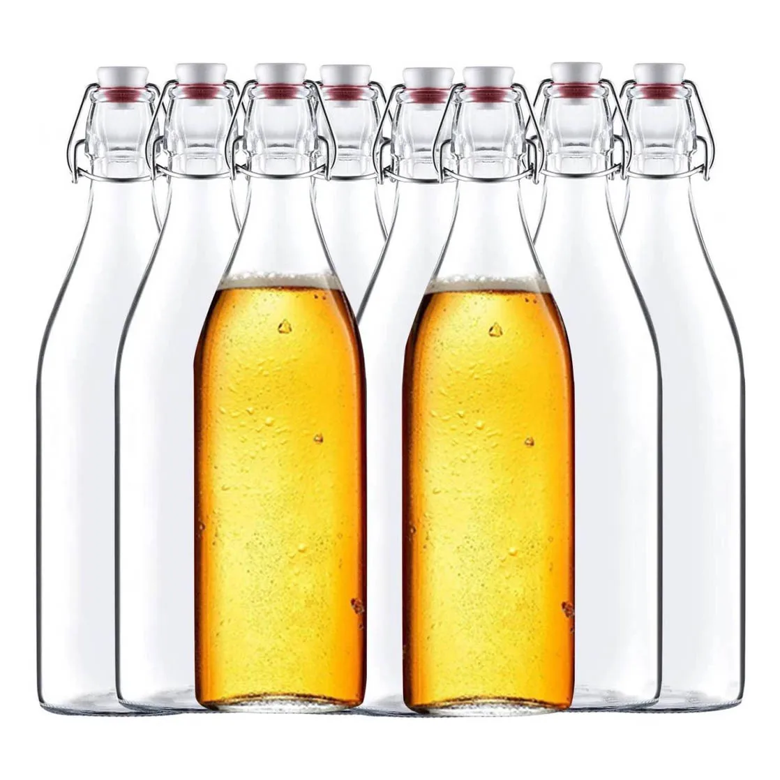 Wholesale 750ml 1000ml Classic Easy Flip Lid Clear Water Bottles Glass Swing Top Bottle with Airtight Stopper Cap