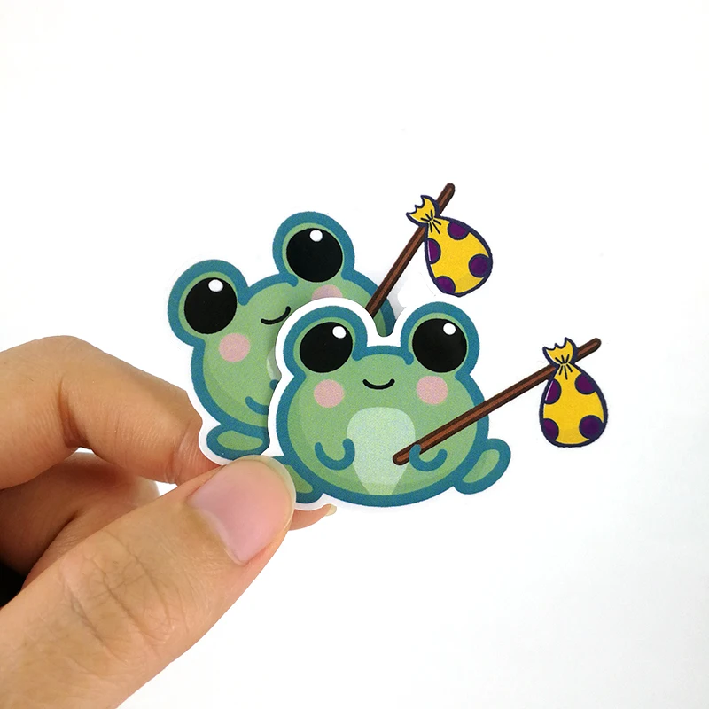 Gold trim 3d holographic self adhesive custom vinyl die cut sticker for kids