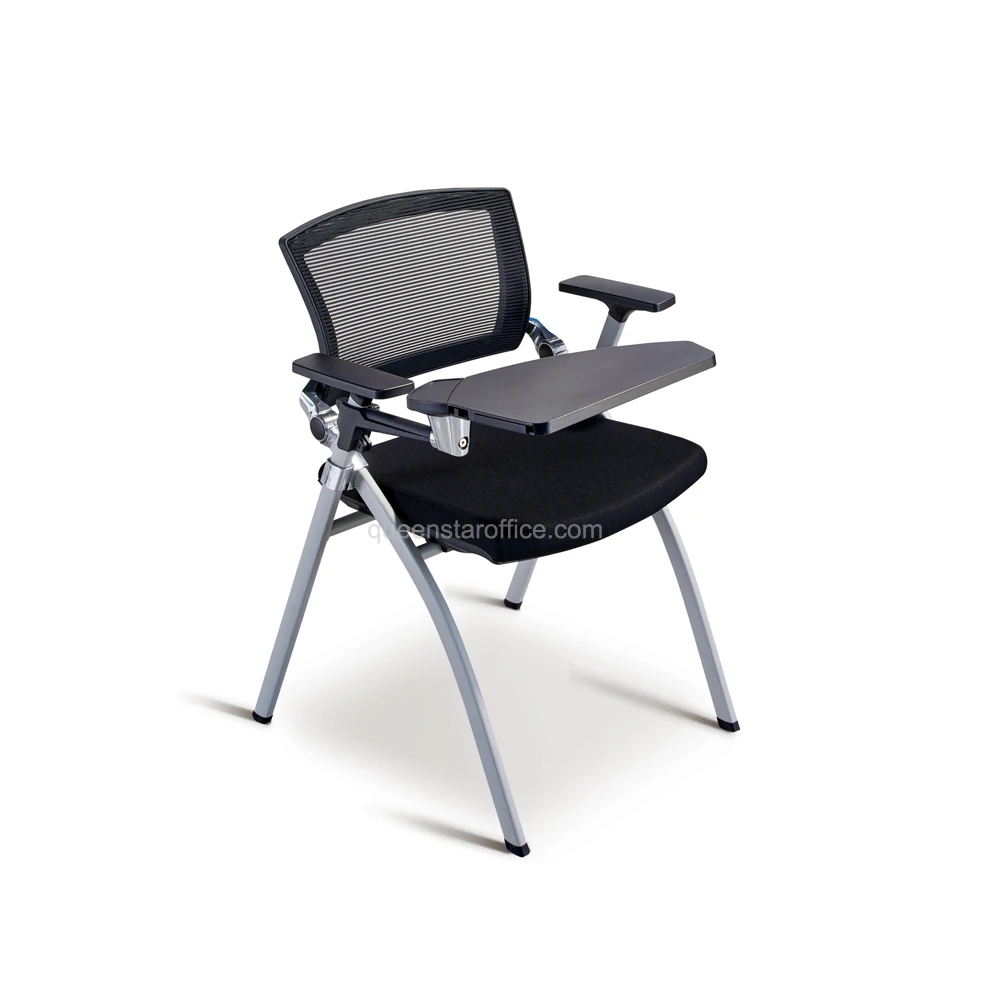 QS-NTC05 school furniture fabric training class chair with writing tablet training room chair