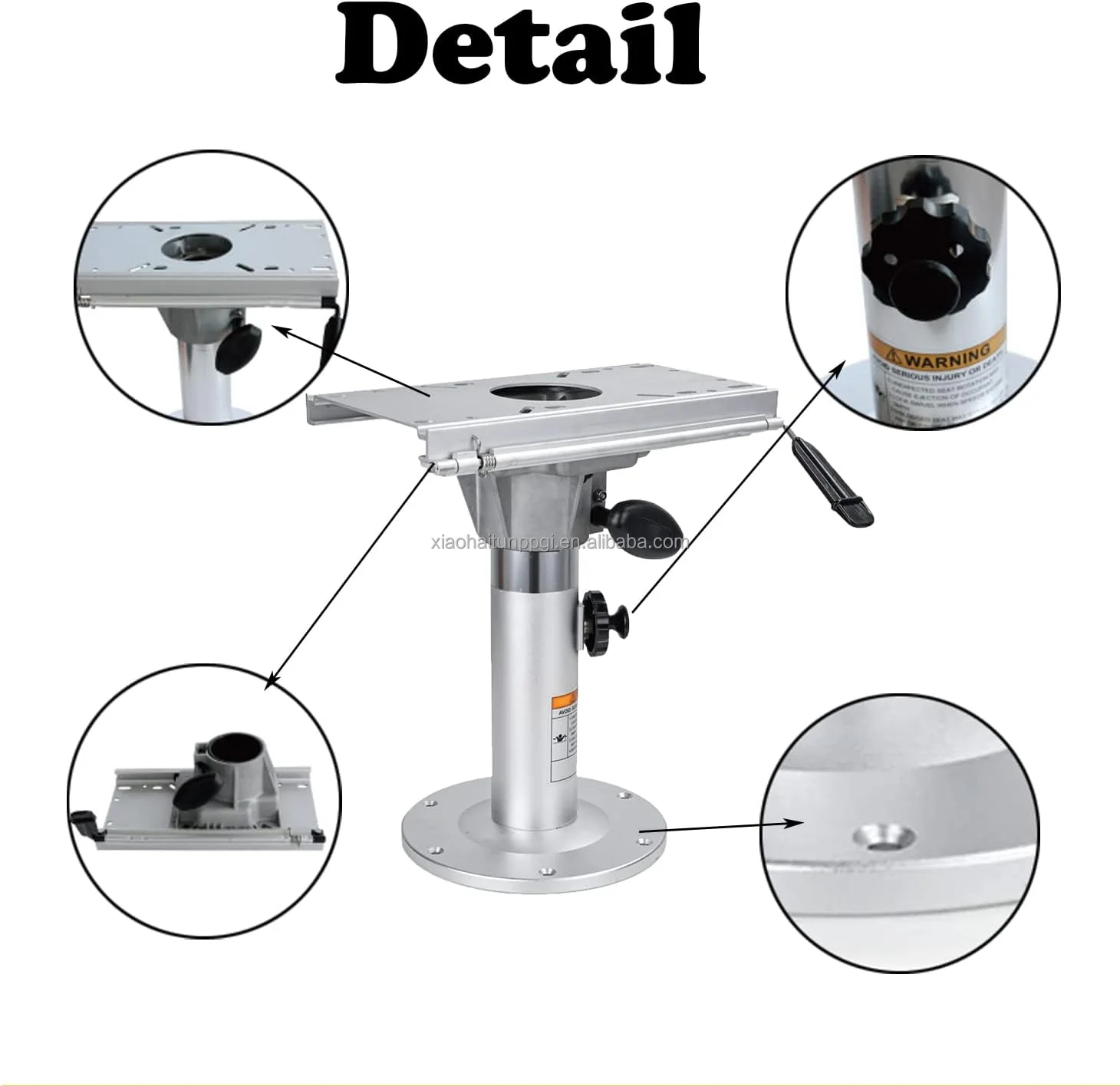 Little Dolphin Aluminum Alloy Boat Seat Pedestal with Slider Pneumatic Adjustable Marine Seat Base