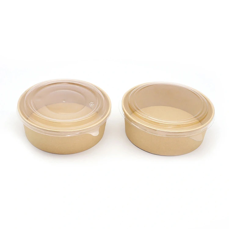 Good Quality 100% Wooden Paper Cups China Paper Coffee Cups 12oz Kraft Paper Soup Cup Salad Disposable Bowls