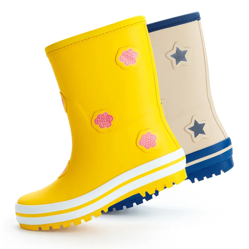 
2021 New Design Cute Animal Label Pvc Rainboots With Yellow Color For Kids 