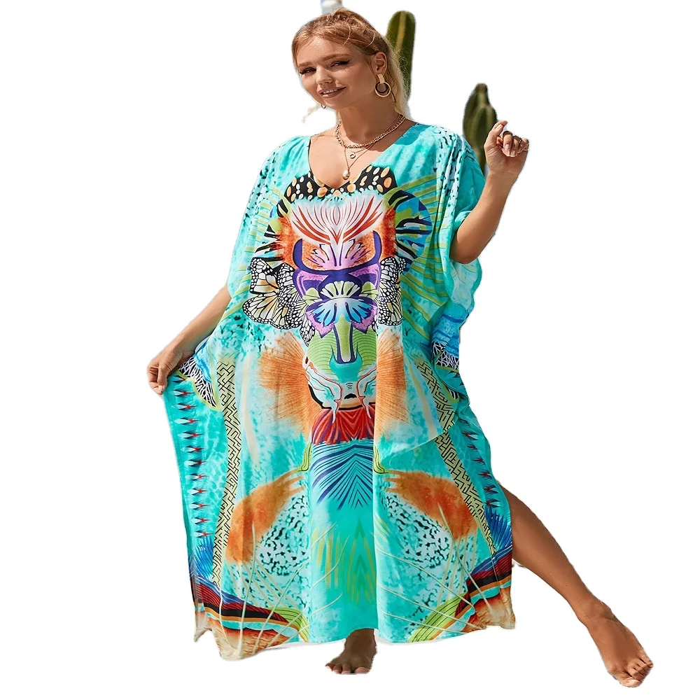 Women Beachwear Turkish Kaftans Long Swimsuit Cover up Caftan Beach Dress