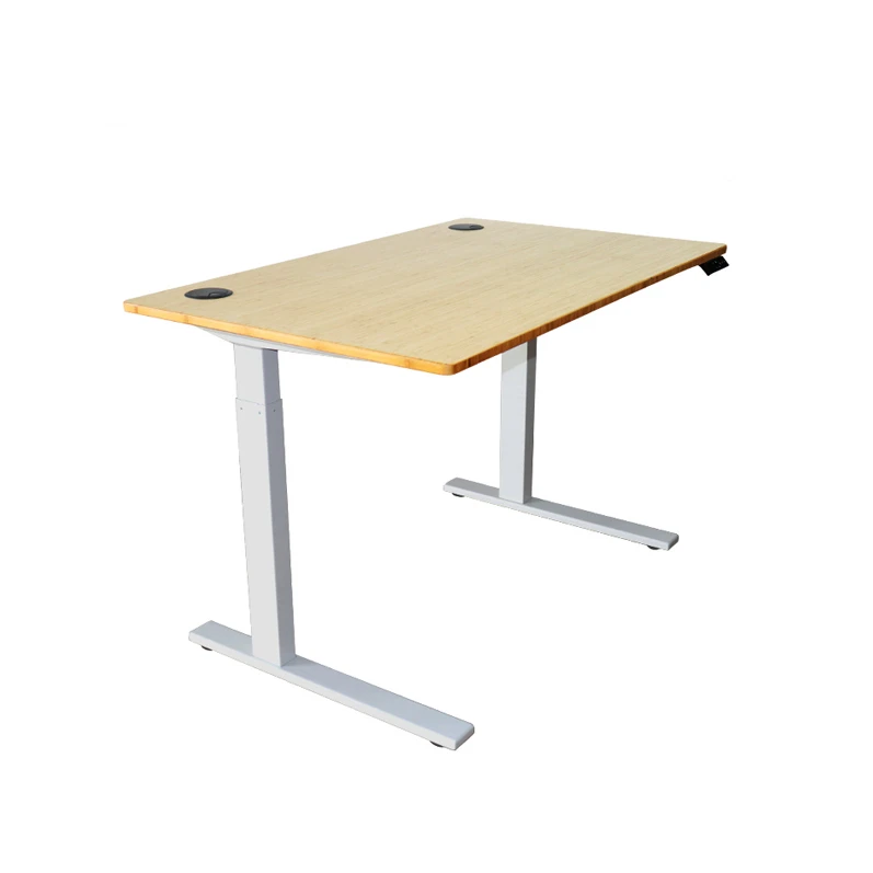 Height Adjustable Bamboo Top Living Room Corner Standing Home Office Desk