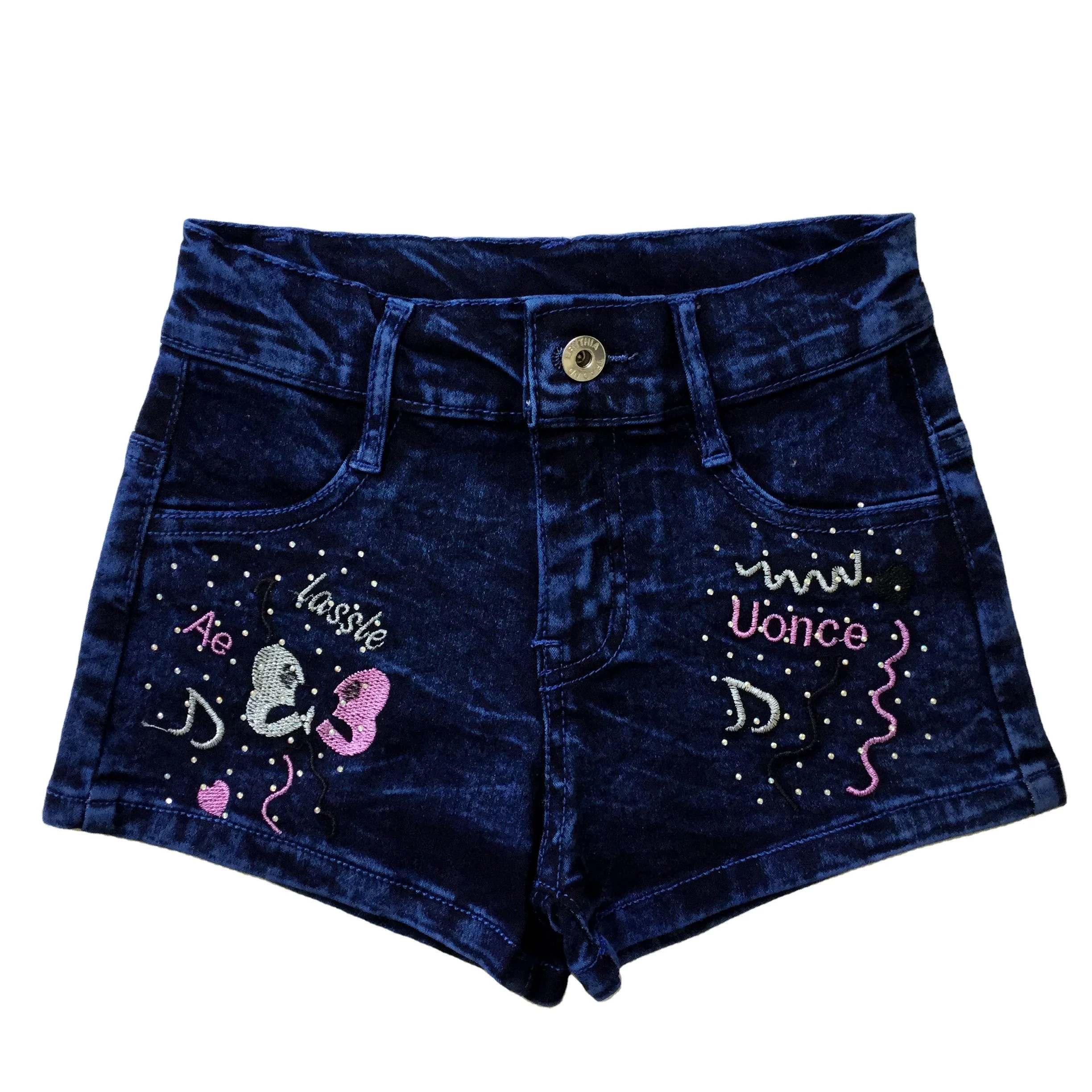 Girl Side Edge Zipper Jeans Short Pants for Girls Summer Denim Pants Kids Trousers 2021 New Style Summer High Waist Loose 3D