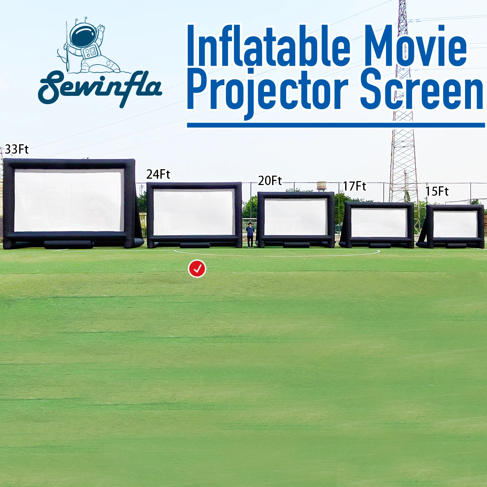 Sewinfla Hot sale 24Ft Inflatable TV Blow Up Out Door Projector Inflatable Movie Cinema Screen