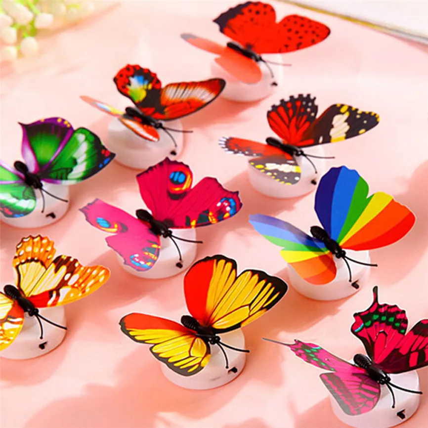 
LED 3D Butterfly Wall Stickers Night Light Lamp Glowing Wall Decals Stickers House Decoration Home Party Desk Wall Decor 