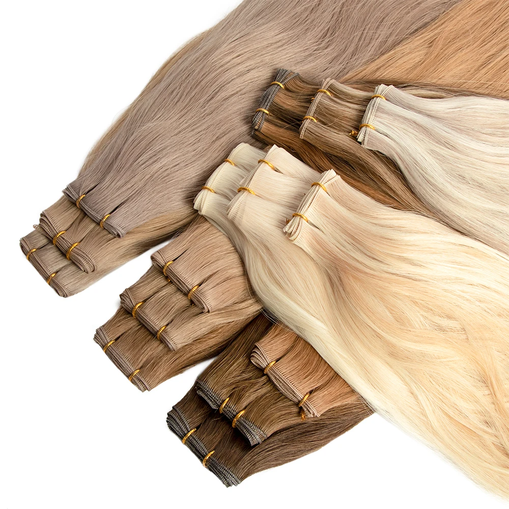 Newest Human Weft European Double Drawn Genius Weft Hair Extensions Virgin Genius Weft Russian Hair