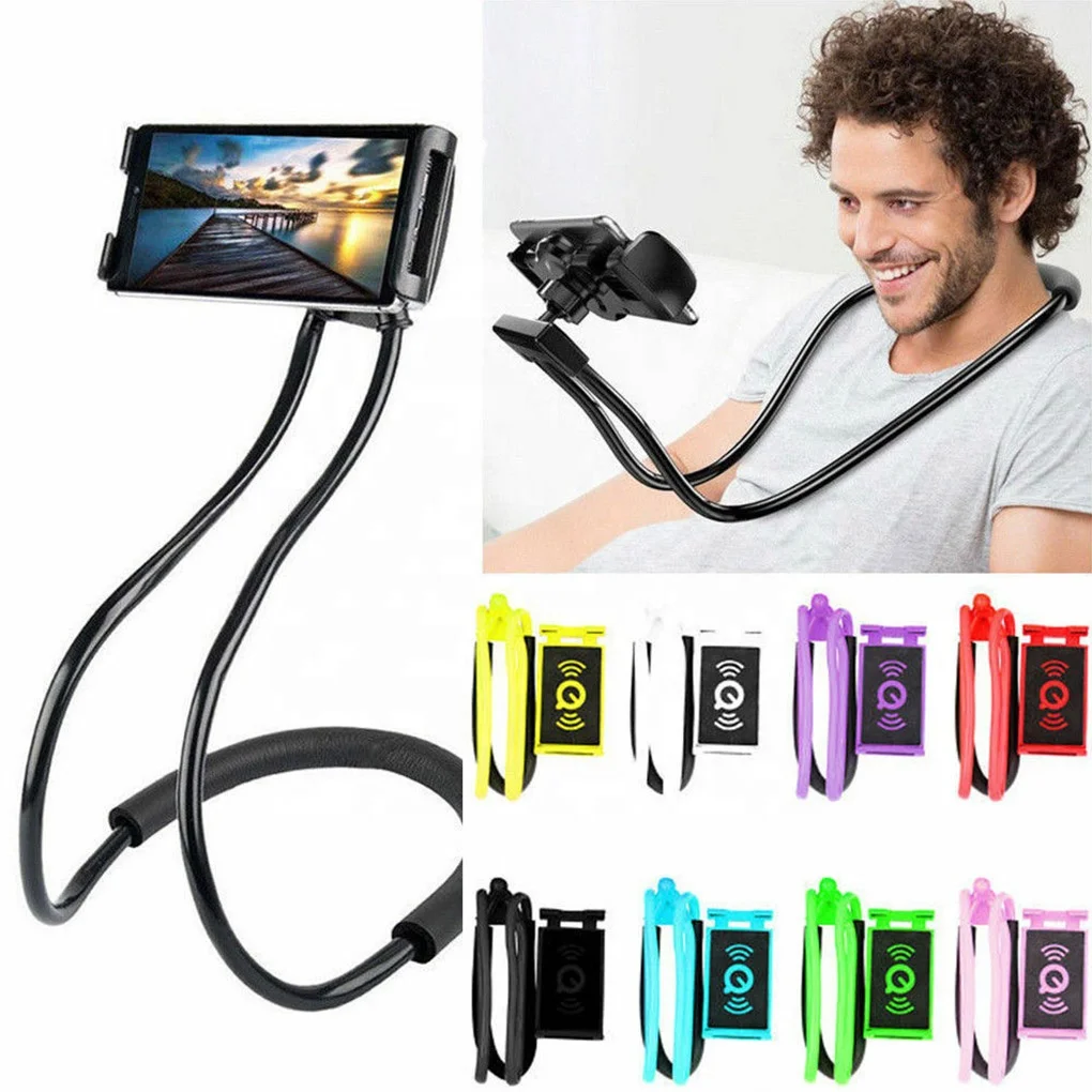 Universal Flexible Mobile Phone Holder Hanging Neck Lazy Necklace Tablet Holder Stand Rotatable Bracket Bed Mount Stand