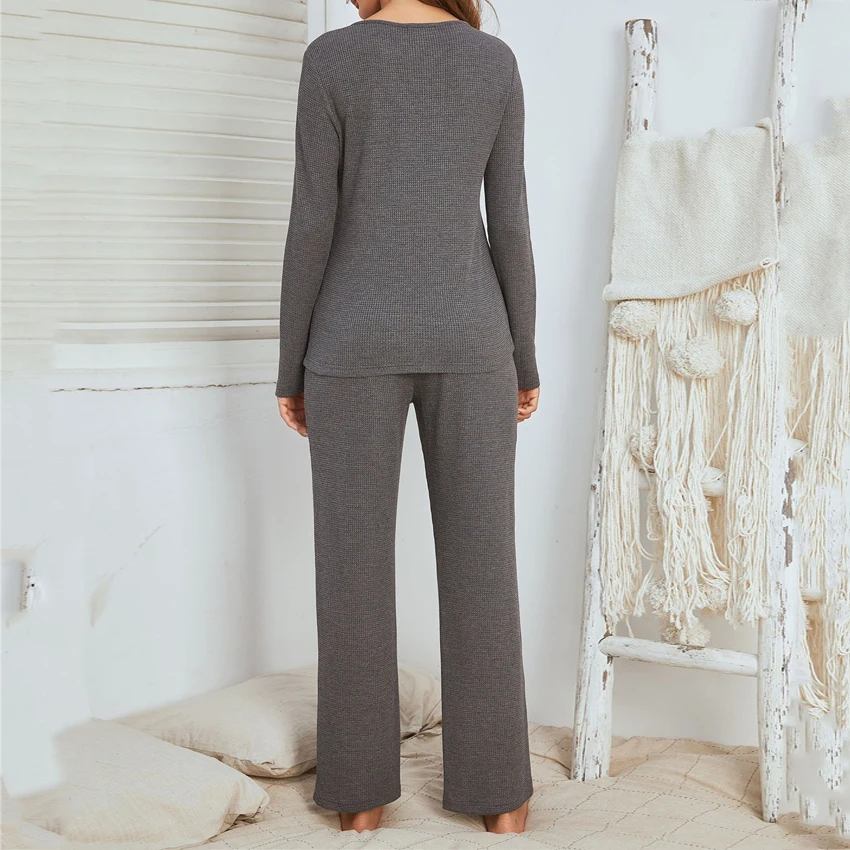 Supplier custom summer long sleeve elegant sleepwear pijama femme for women nightwear cosy modest family ladies sleepwear