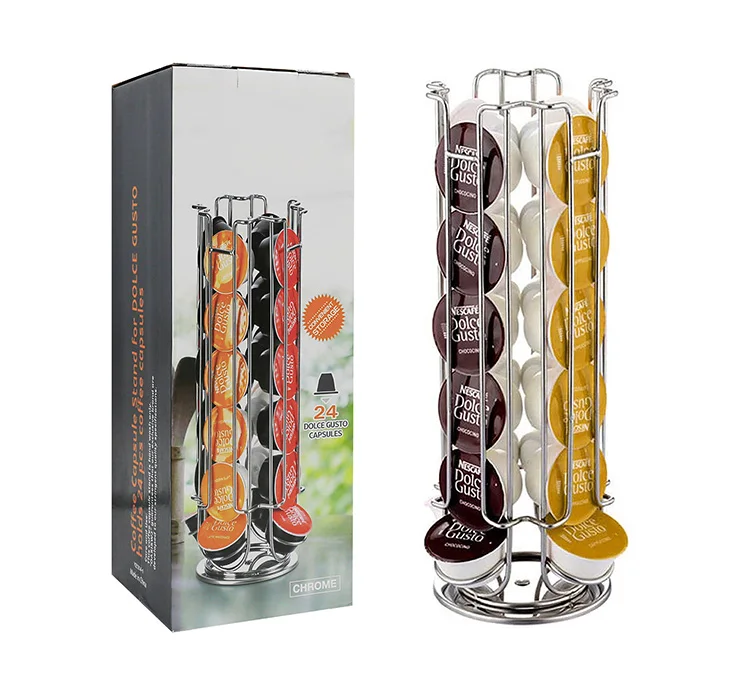 Hot Rotatable 24 Dolce coffee stand capsule Gusto Coffee Pod Capsule Storage Holder Rack Carousel