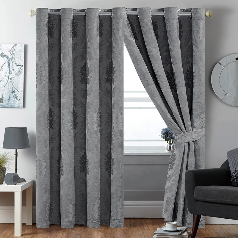Горячие продажи жаккардовые полиэфирные люверсы роскошные шторы для гостиной отеля